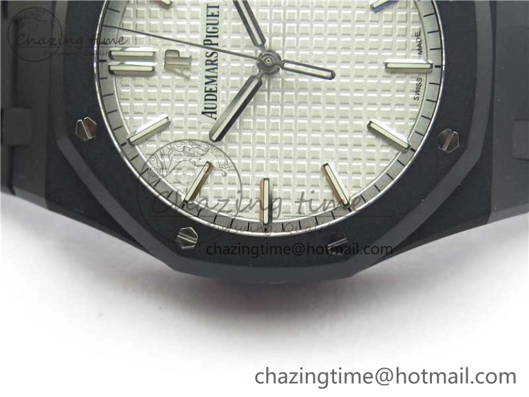 Royal Oak 41mm 15500 DLC ZF 1:1 Best Edition White Textured Dial on SS Bracelet A4302 V2(Free Box) FashionForward 4820