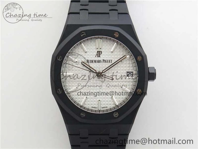 Royal Oak 41mm 15500 DLC ZF 1:1 Best Edition White Textured Dial on SS Bracelet A4302 V2(Free Box) FashionForward 4820