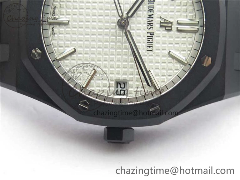 Royal Oak 41mm 15500 DLC ZF 1:1 Best Edition White Textured Dial on SS Bracelet A4302 V2(Free Box) FashionForward 4820