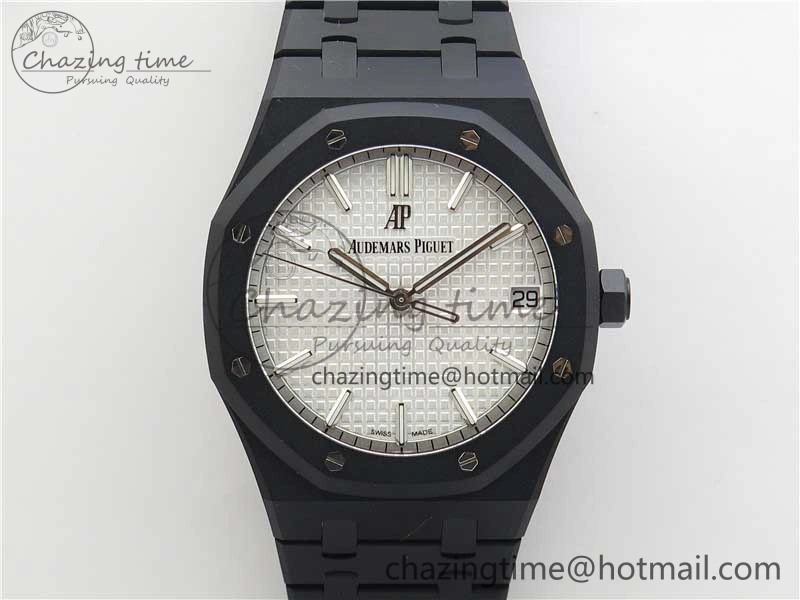 Royal Oak 41mm 15500 DLC ZF 1:1 Best Edition White Textured Dial on SS Bracelet A4302 V2(Free Box) FashionForward 4820