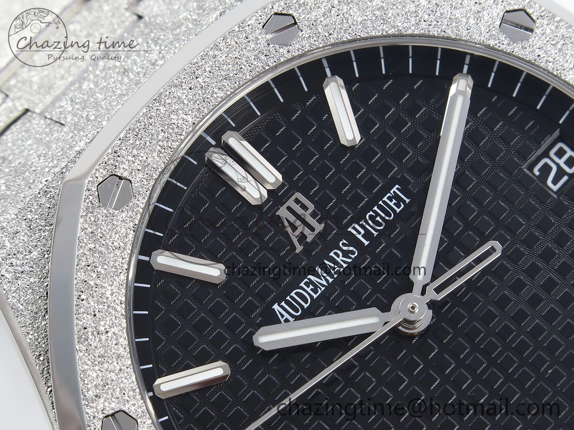 Royal Oak 41mm 15500 Frosted SS APSF 1:1 Best Edition Black Textured Dial on SS Bracelet SA4302 Super Clone Sporty 4435