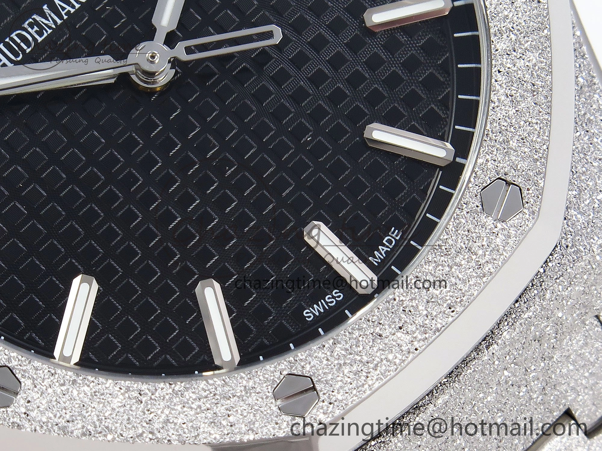 Royal Oak 41mm 15500 Frosted SS APSF 1:1 Best Edition Black Textured Dial on SS Bracelet SA4302 Super Clone Sporty 4435