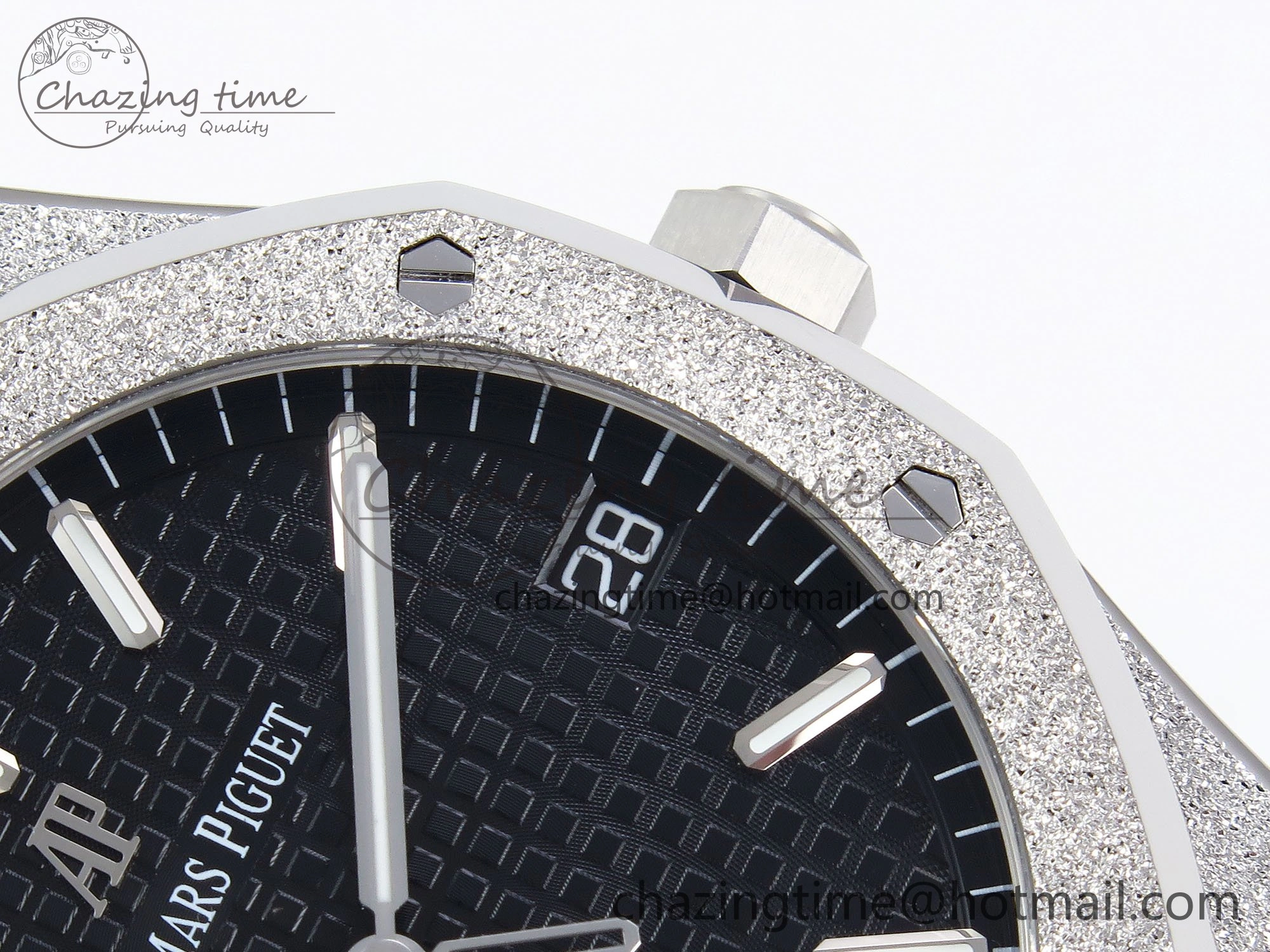 Royal Oak 41mm 15500 Frosted SS APSF 1:1 Best Edition Black Textured Dial on SS Bracelet SA4302 Super Clone Sporty 4435