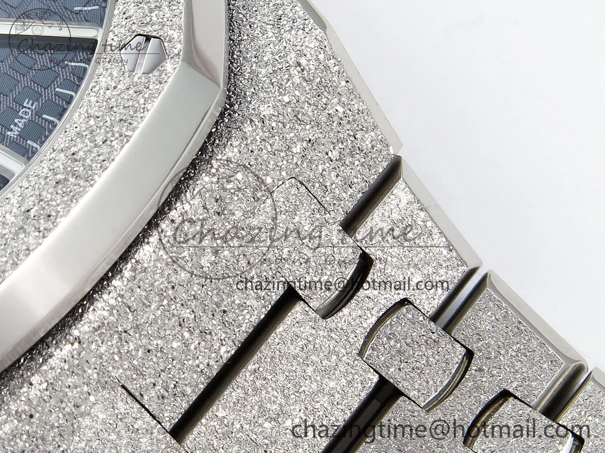 WaterResistant Royal Oak 41mm 15500 Frosted SS APSF 1:1 Best Edition Blue Textured Dial on SS Bracelet SA4302 Super Clone 4420