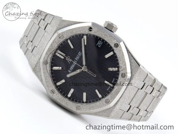 Durable Royal Oak 41mm 15500 Frosted SS APSF 1:1 Best Edition Blue Textured Dial on SS Bracelet SA4302 Super Clone 4428