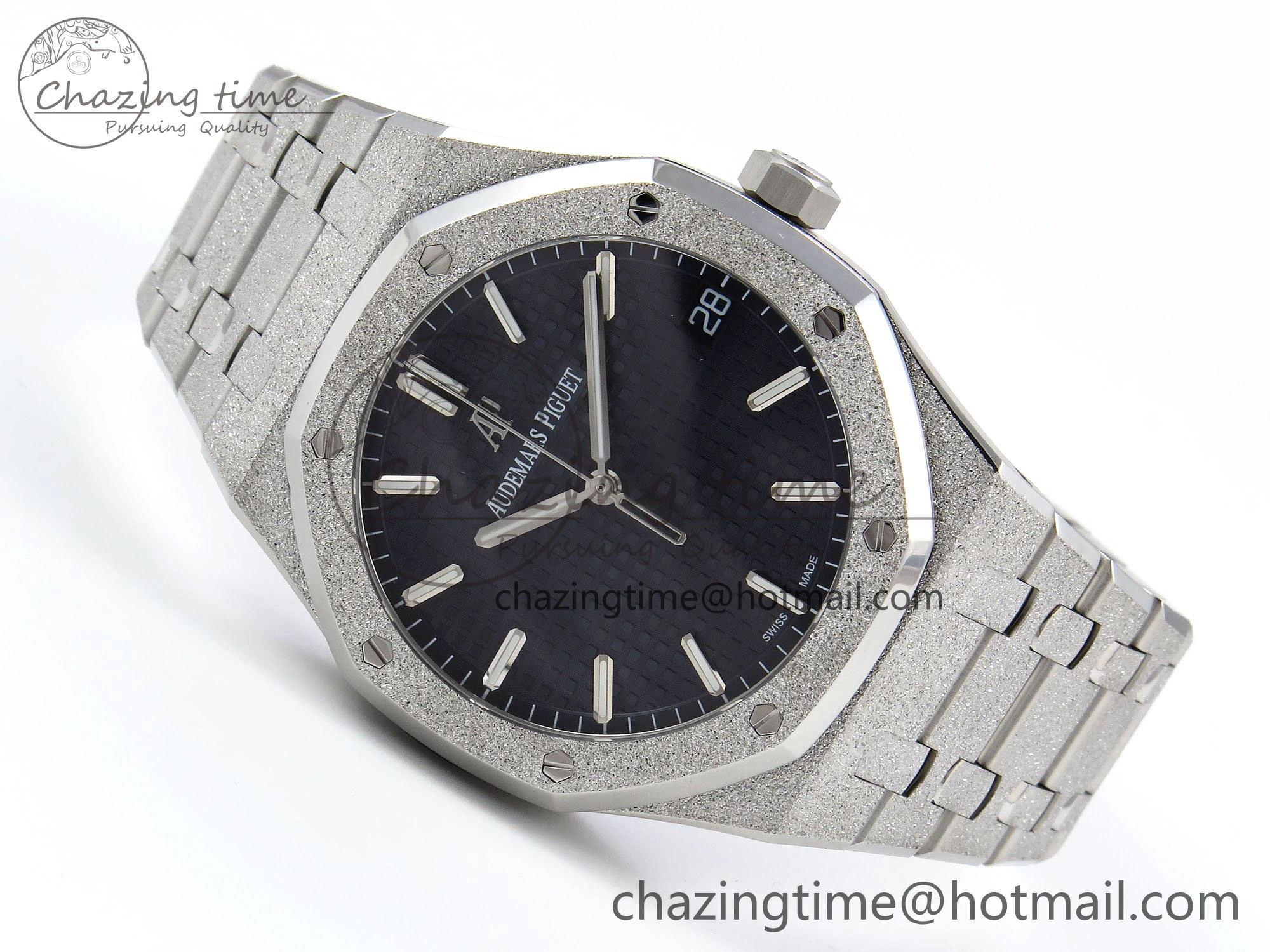 Durable Royal Oak 41mm 15500 Frosted SS APSF 1:1 Best Edition Blue Textured Dial on SS Bracelet SA4302 Super Clone 4428