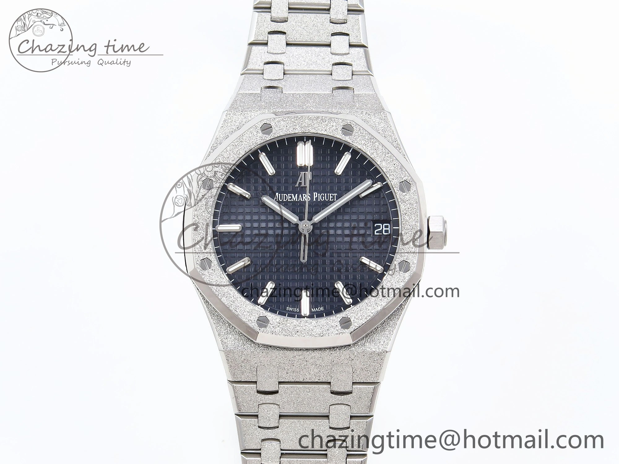 Durable Royal Oak 41mm 15500 Frosted SS APSF 1:1 Best Edition Blue Textured Dial on SS Bracelet SA4302 Super Clone 4428