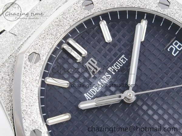 Durable Royal Oak 41mm 15500 Frosted SS APSF 1:1 Best Edition Blue Textured Dial on SS Bracelet SA4302 Super Clone 4428
