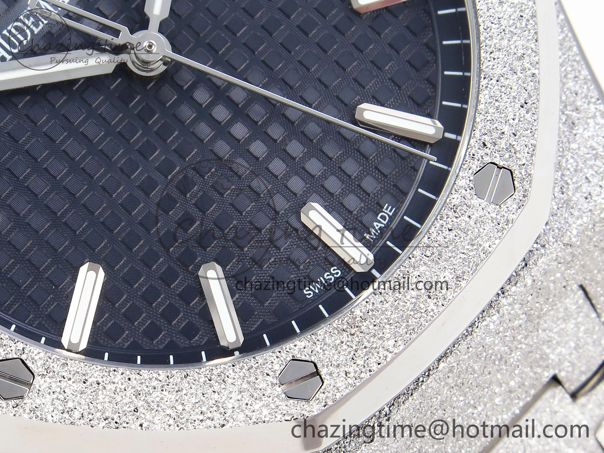 Durable Royal Oak 41mm 15500 Frosted SS APSF 1:1 Best Edition Blue Textured Dial on SS Bracelet SA4302 Super Clone 4428