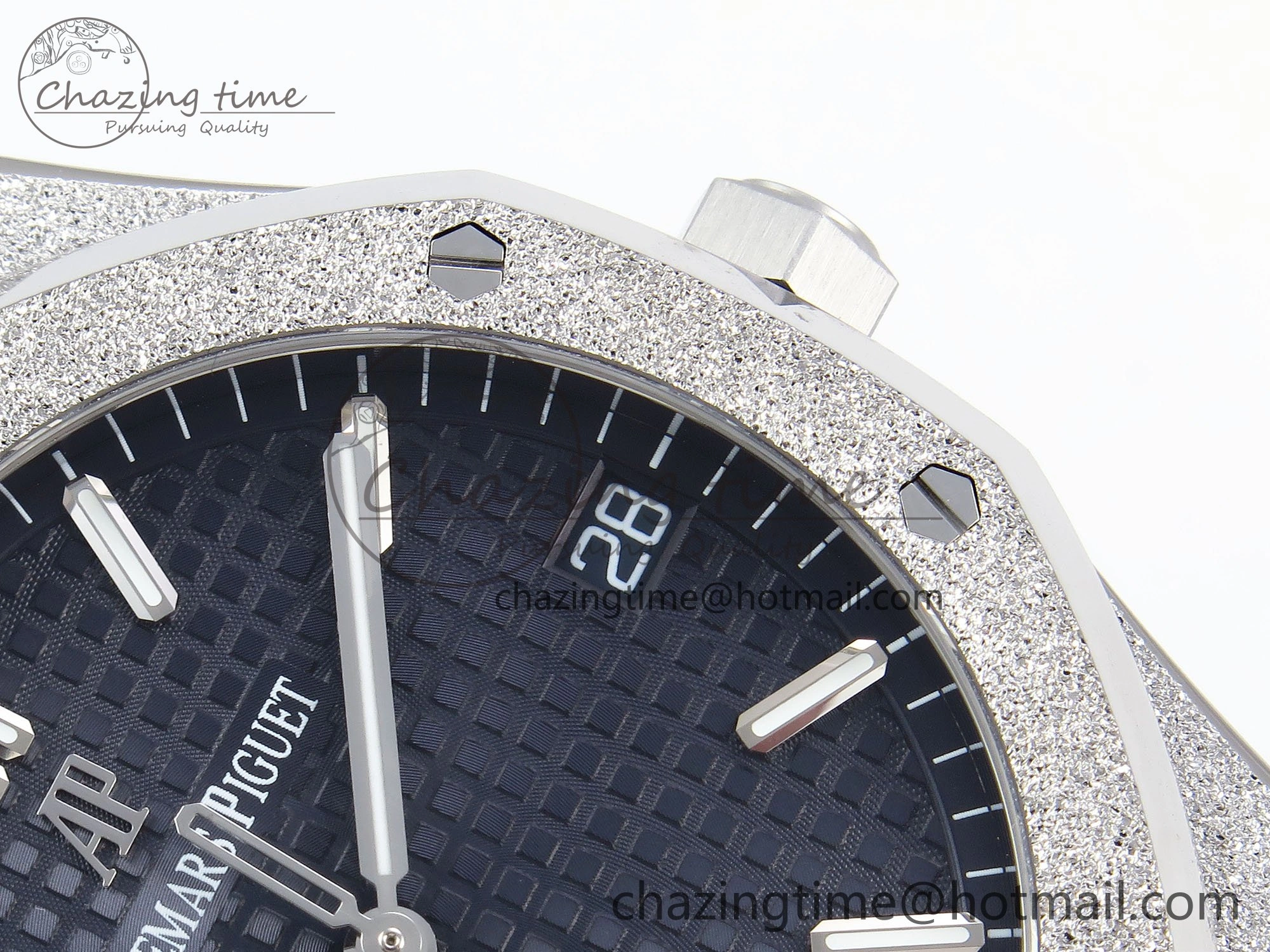Durable Royal Oak 41mm 15500 Frosted SS APSF 1:1 Best Edition Blue Textured Dial on SS Bracelet SA4302 Super Clone 4428