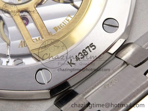 FlexibleFit Royal Oak 41mm 15500 Frosted SS APSF 1:1 Best Edition Gray Textured Dial on SS Bracelet SA4302 Super Clone 4434