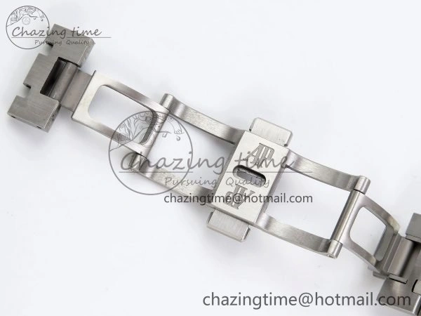 FlexibleFit Royal Oak 41mm 15500 Frosted SS APSF 1:1 Best Edition Gray Textured Dial on SS Bracelet SA4302 Super Clone 4434