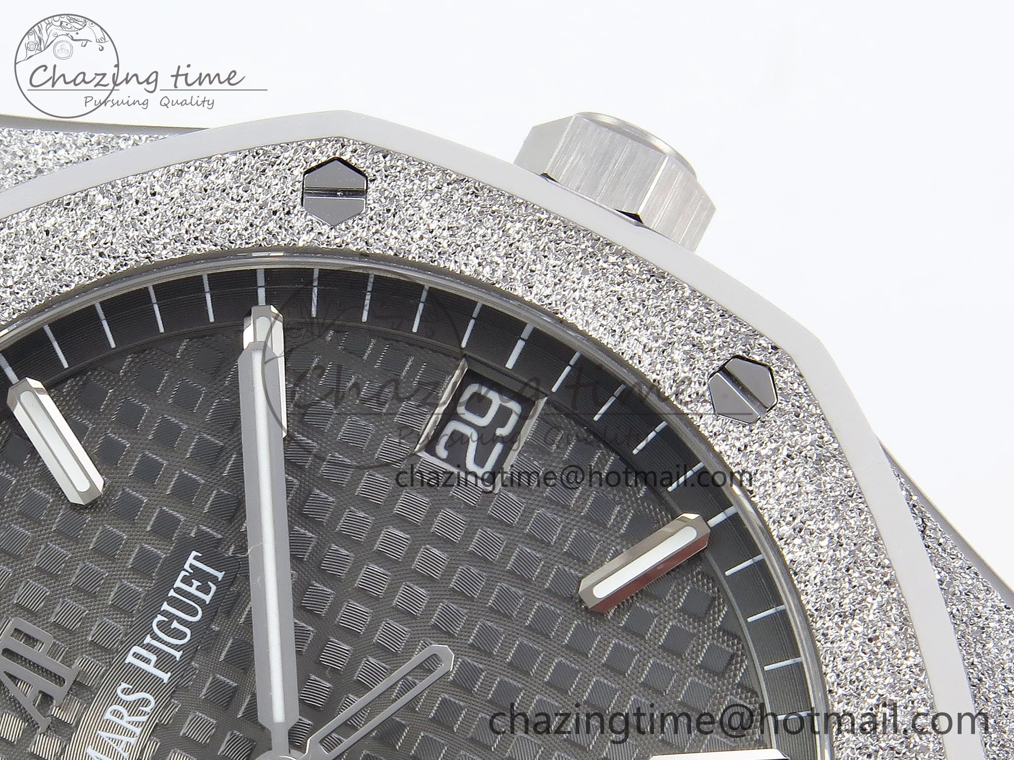 FlexibleFit Royal Oak 41mm 15500 Frosted SS APSF 1:1 Best Edition Gray Textured Dial on SS Bracelet SA4302 Super Clone 4434