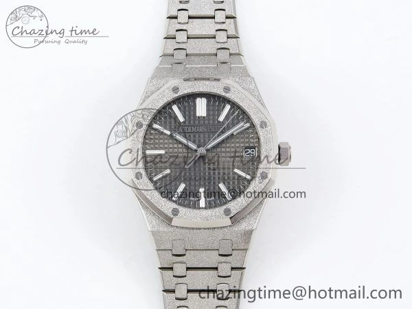 Compact Royal Oak 41mm 15500 Frosted SS APSF 1:1 Best Edition Grey Textured Dial on SS Bracelet SA4302 Super Clone 4419