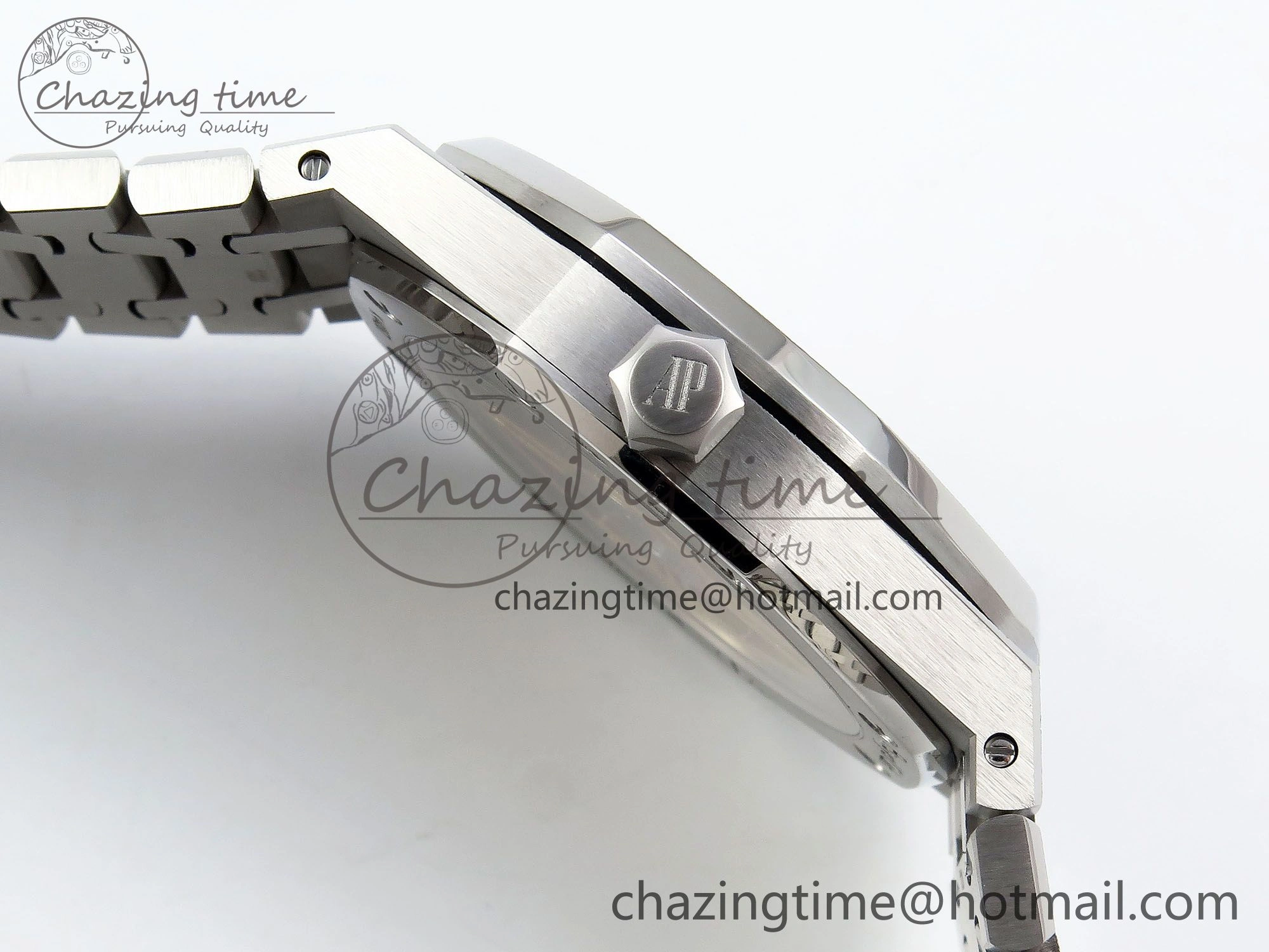 Compact Royal Oak 41mm 15500 Frosted SS APSF 1:1 Best Edition Grey Textured Dial on SS Bracelet SA4302 Super Clone 4419