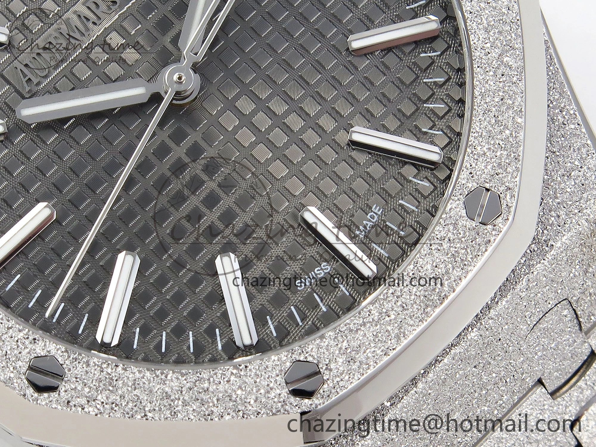 Compact Royal Oak 41mm 15500 Frosted SS APSF 1:1 Best Edition Grey Textured Dial on SS Bracelet SA4302 Super Clone 4419