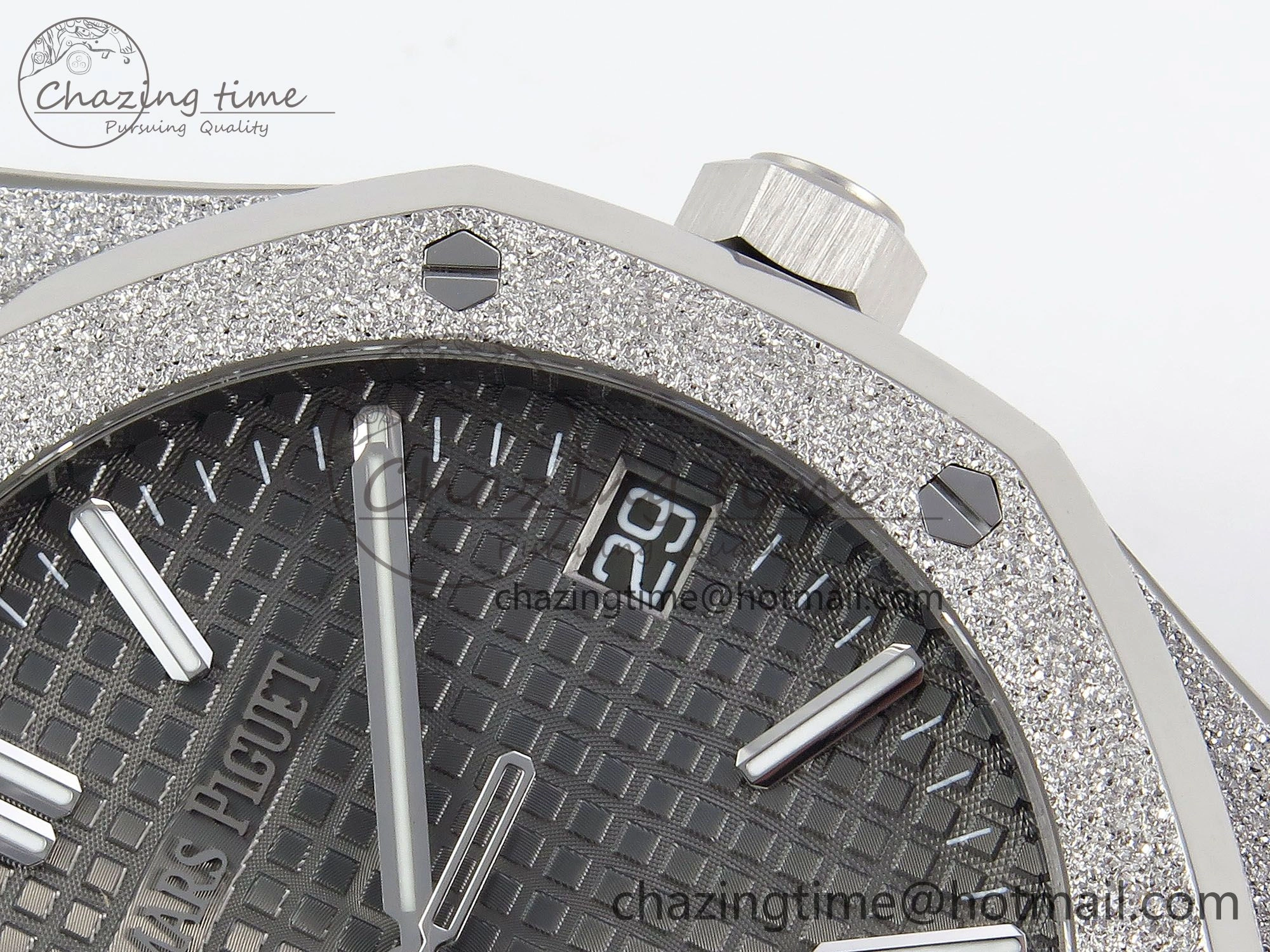 Compact Royal Oak 41mm 15500 Frosted SS APSF 1:1 Best Edition Grey Textured Dial on SS Bracelet SA4302 Super Clone 4419