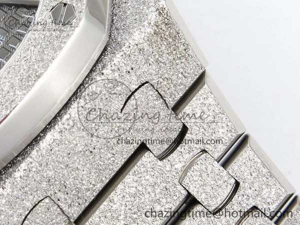 Compact Royal Oak 41mm 15500 Frosted SS APSF 1:1 Best Edition Grey Textured Dial on SS Bracelet SA4302 Super Clone 4419
