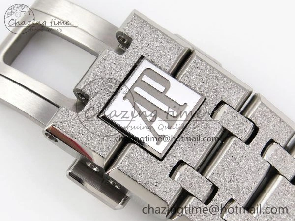 Royal Oak 41mm 15500 Frosted SS APSF 1:1 Best Edition White Textured Dial on SS Bracelet SA4302 Super Clone Durable 4424
