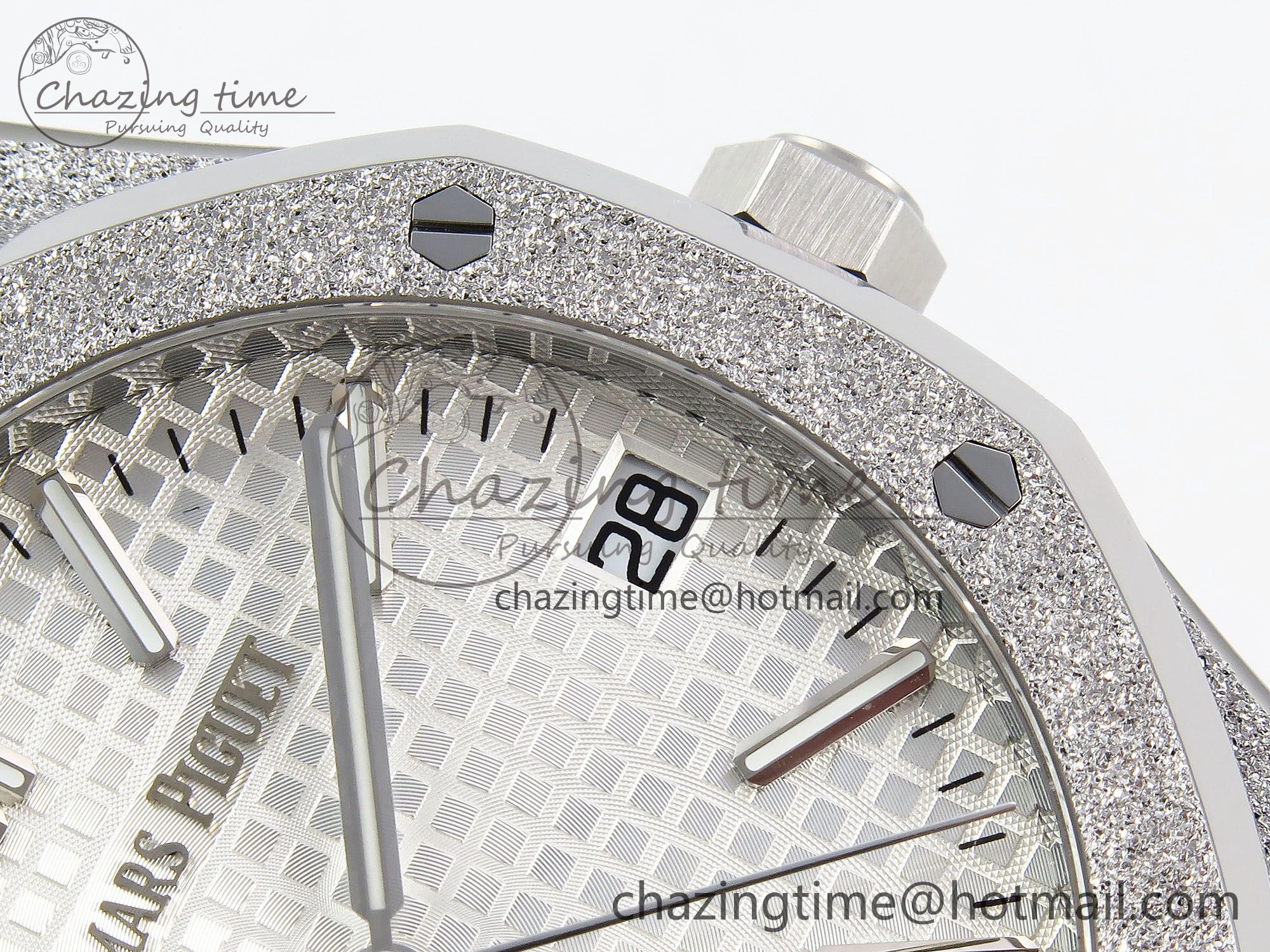 Royal Oak 41mm 15500 Frosted SS APSF 1:1 Best Edition White Textured Dial on SS Bracelet SA4302 Super Clone Durable 4424