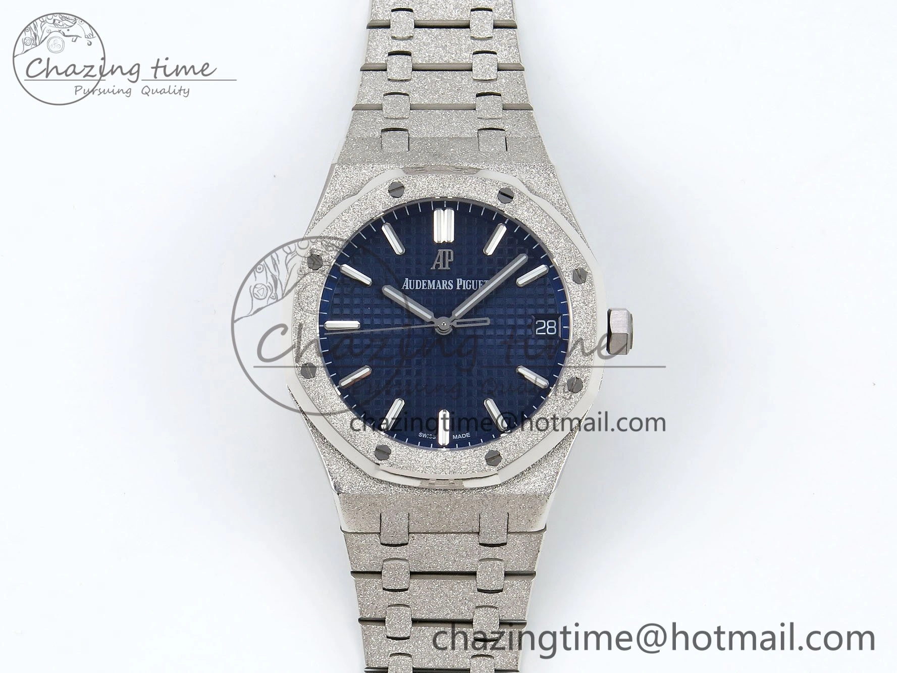 Minimalist Royal Oak 41mm 15500 Frosted SS IPF 1:1 Best Edition Blue Textured Dial on SS Bracelet SA4302 Super Clone 4470