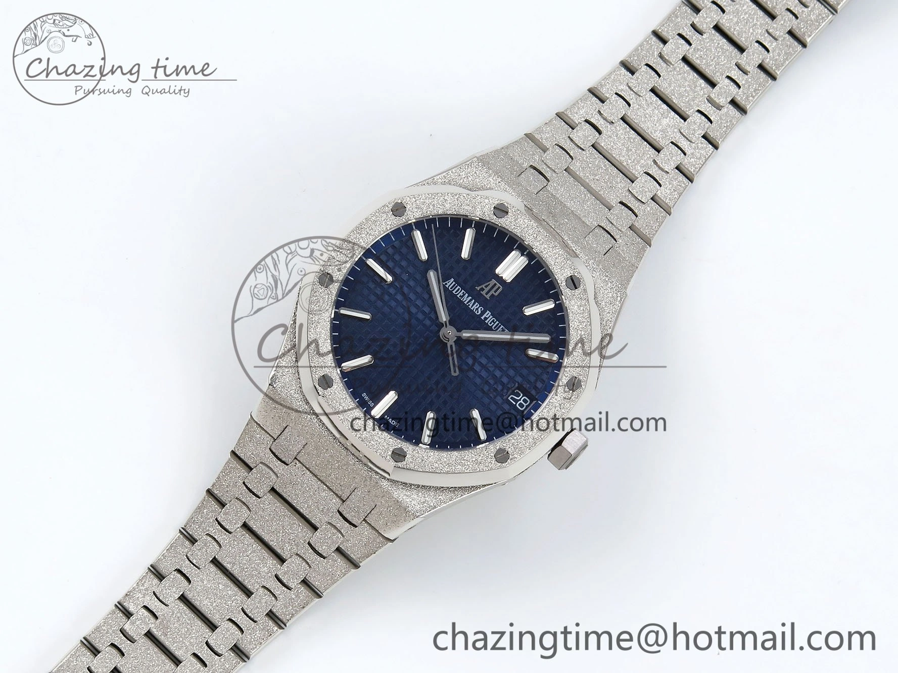 Minimalist Royal Oak 41mm 15500 Frosted SS IPF 1:1 Best Edition Blue Textured Dial on SS Bracelet SA4302 Super Clone 4470