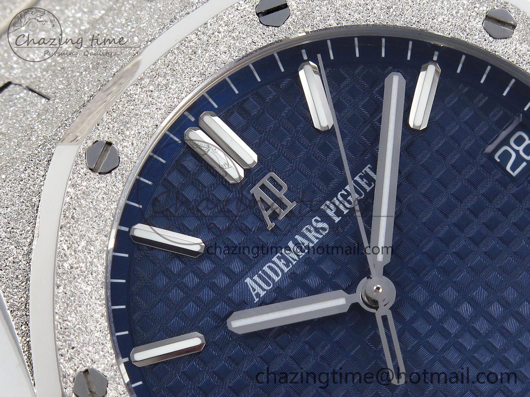 Minimalist Royal Oak 41mm 15500 Frosted SS IPF 1:1 Best Edition Blue Textured Dial on SS Bracelet SA4302 Super Clone 4470