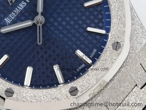 Minimalist Royal Oak 41mm 15500 Frosted SS IPF 1:1 Best Edition Blue Textured Dial on SS Bracelet SA4302 Super Clone 4470