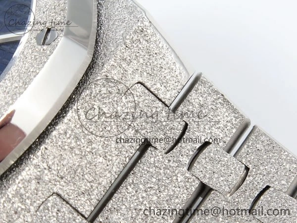 Minimalist Royal Oak 41mm 15500 Frosted SS IPF 1:1 Best Edition Blue Textured Dial on SS Bracelet SA4302 Super Clone 4470