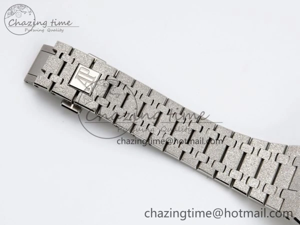 Minimalist Royal Oak 41mm 15500 Frosted SS IPF 1:1 Best Edition Blue Textured Dial on SS Bracelet SA4302 Super Clone 4470