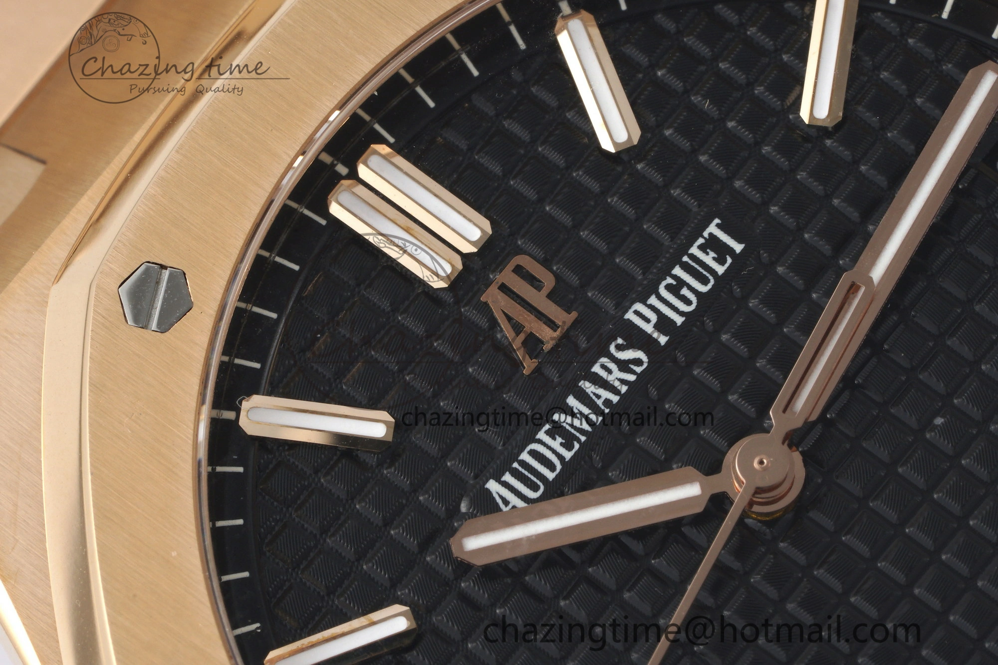 FlexibleFit Royal Oak 41mm 15500 RG APSF 1:1 Best Edition Black Textured Dial on RG Bracelet A4302 Super Clone 4740
