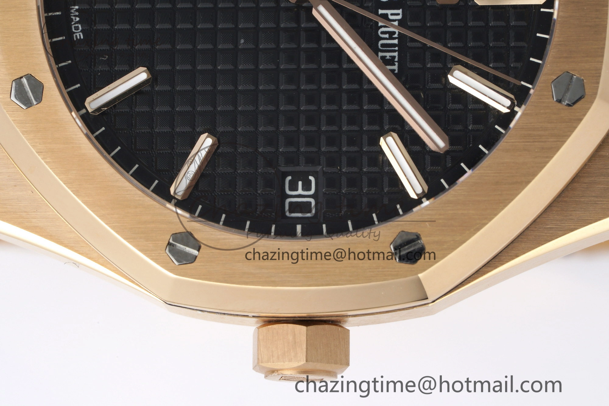 FlexibleFit Royal Oak 41mm 15500 RG APSF 1:1 Best Edition Black Textured Dial on RG Bracelet A4302 Super Clone 4740