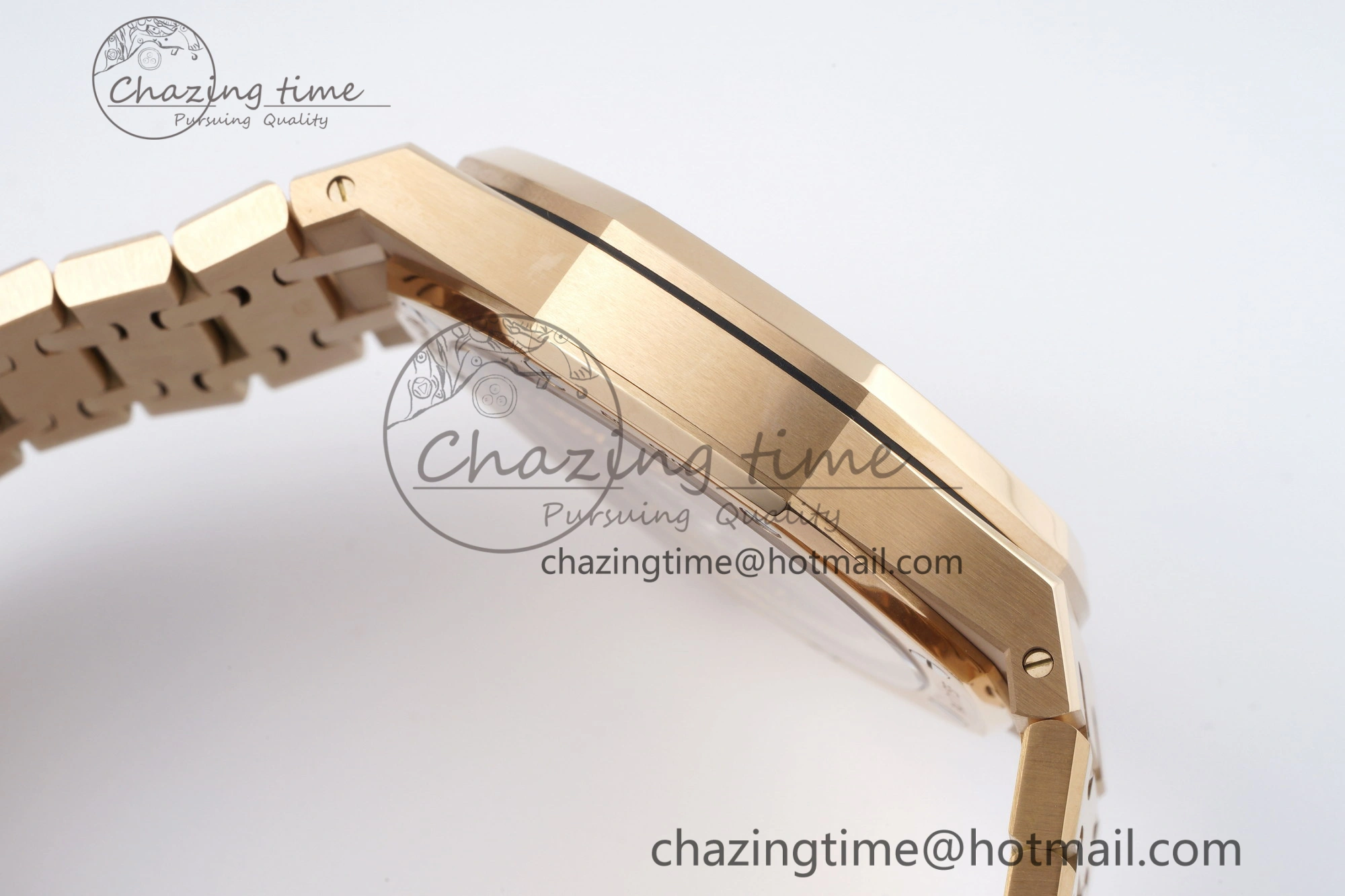 FlexibleFit Royal Oak 41mm 15500 RG APSF 1:1 Best Edition Black Textured Dial on RG Bracelet A4302 Super Clone 4740
