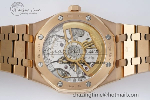 FlexibleFit Royal Oak 41mm 15500 RG APSF 1:1 Best Edition Black Textured Dial on RG Bracelet A4302 Super Clone 4740