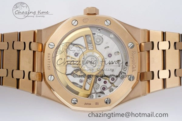 FlexibleFit Royal Oak 41mm 15500 RG APSF 1:1 Best Edition Black Textured Dial on RG Bracelet A4302 Super Clone 4740