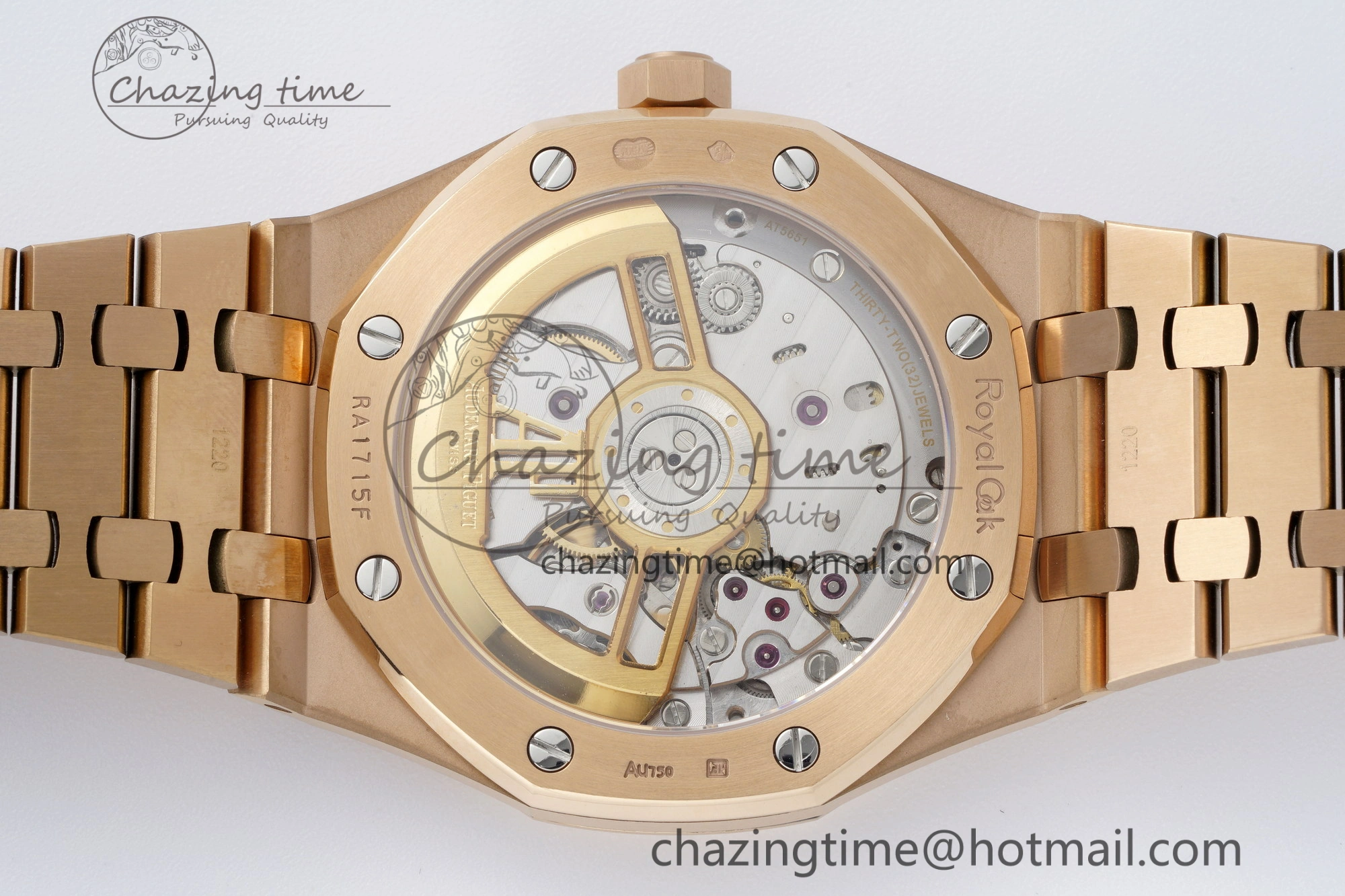 FlexibleFit Royal Oak 41mm 15500 RG APSF 1:1 Best Edition Black Textured Dial on RG Bracelet A4302 Super Clone 4740