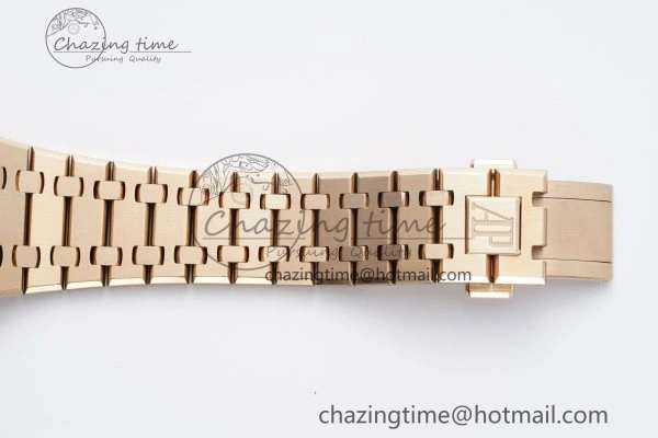FlexibleFit Royal Oak 41mm 15500 RG APSF 1:1 Best Edition Black Textured Dial on RG Bracelet A4302 Super Clone 4740
