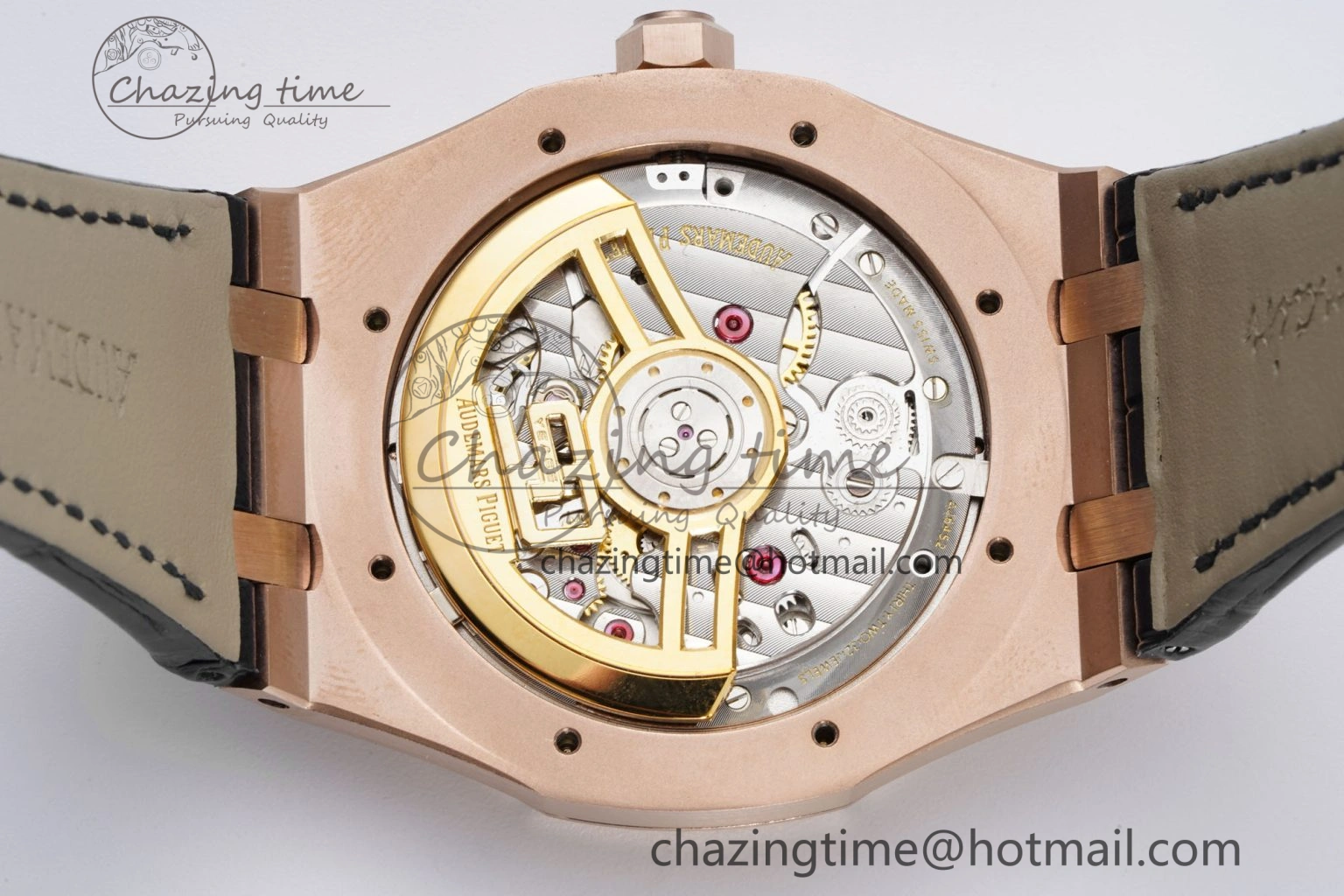 Royal Oak 41mm 15500 RG BF 1:1 Best Edition Black Textured Dial on Black Leather Strap A Lightweight 4599