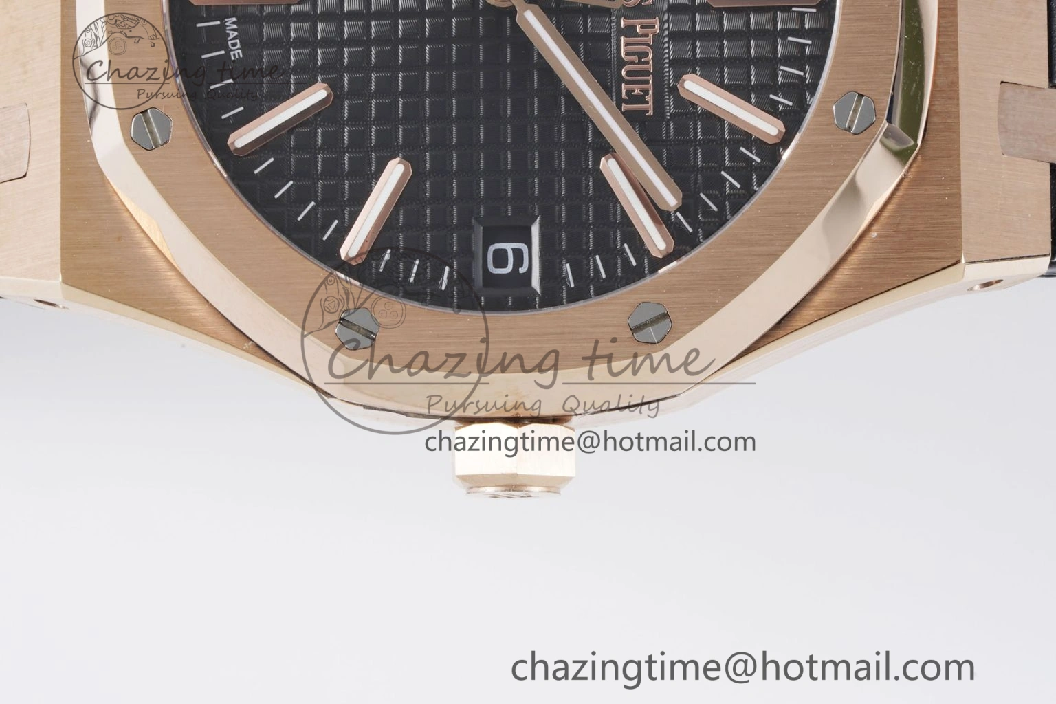 Royal Oak 41mm 15500 RG BF 1:1 Best Edition Black Textured Dial on Black Leather Strap A Lightweight 4599