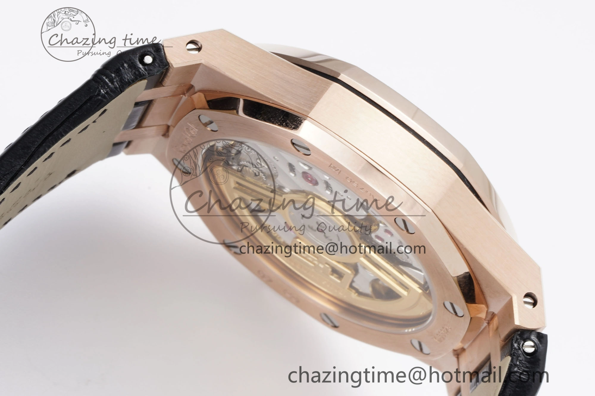 Royal Oak 41mm 15500 RG BF 1:1 Best Edition Black Textured Dial on Black Leather Strap A Lightweight 4599