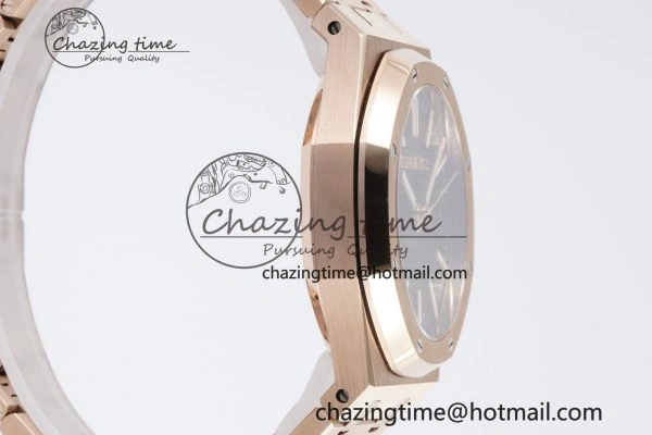 Royal Oak 41mm 15500 RG BF 1:1 Best Edition Black Textured Dial on SS Bracelet A ModernLook 4606