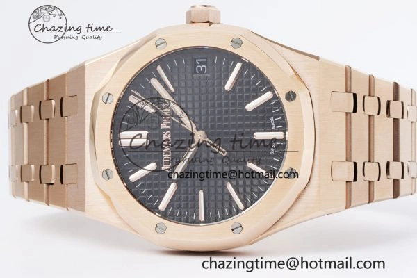 Royal Oak 41mm 15500 RG BF 1:1 Best Edition Black Textured Dial on SS Bracelet A ModernLook 4606
