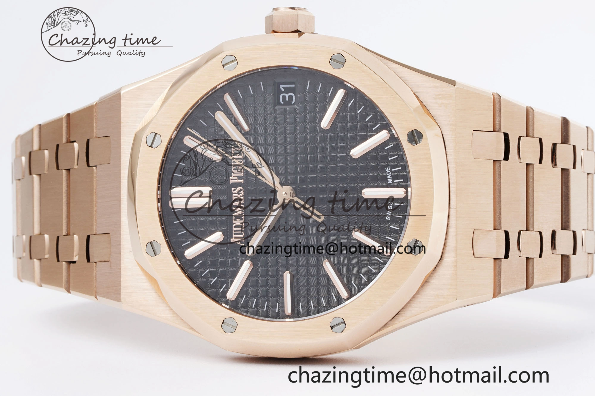 Royal Oak 41mm 15500 RG BF 1:1 Best Edition Black Textured Dial on SS Bracelet A ModernLook 4606