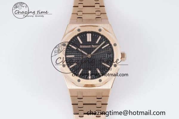 Royal Oak 41mm 15500 RG BF 1:1 Best Edition Black Textured Dial on SS Bracelet A ModernLook 4606