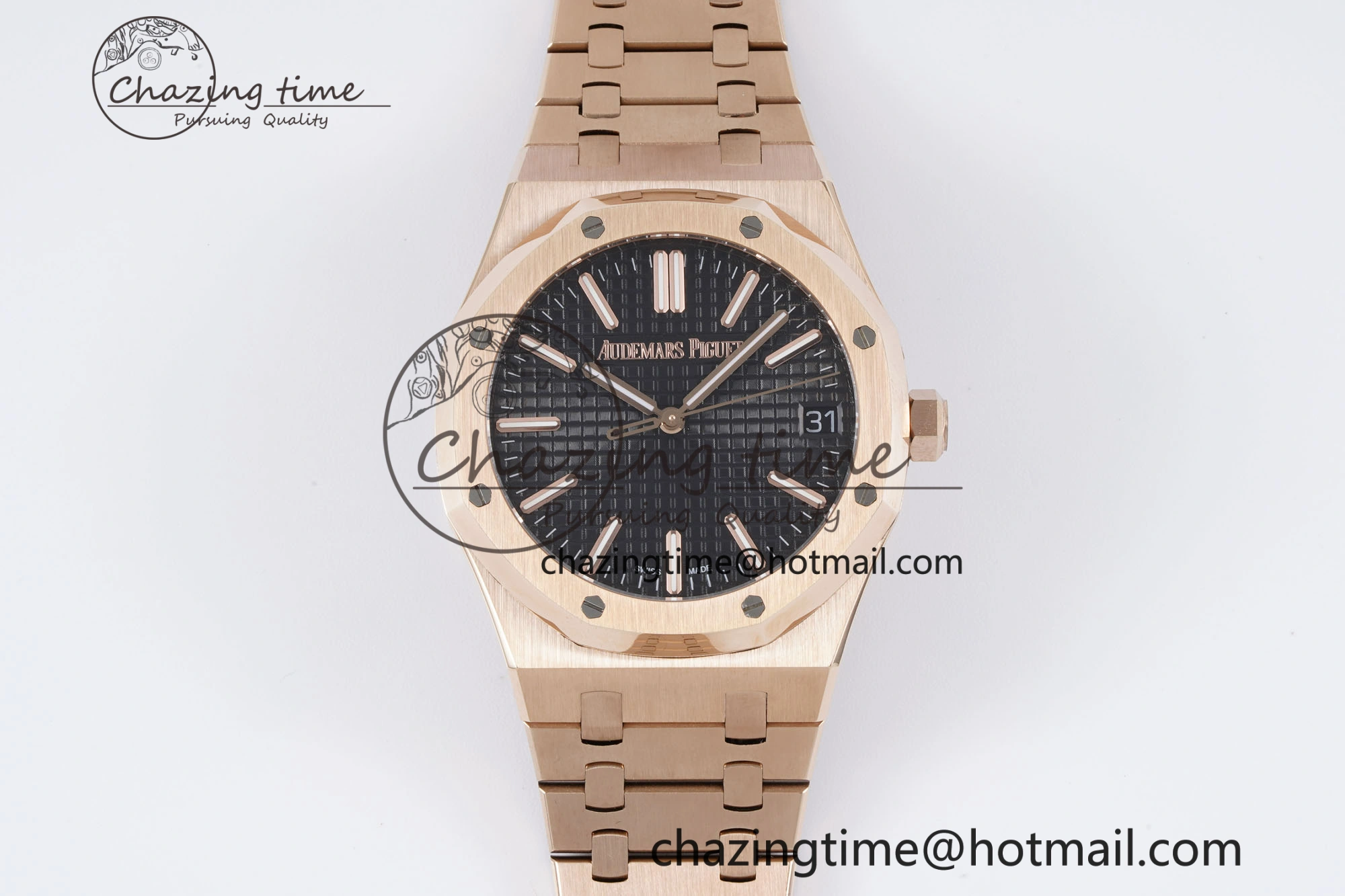 Royal Oak 41mm 15500 RG BF 1:1 Best Edition Black Textured Dial on SS Bracelet A ModernLook 4606