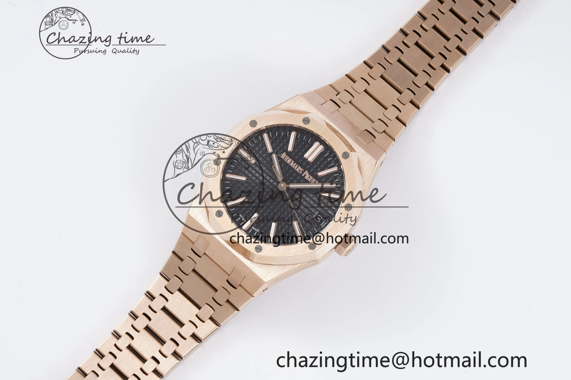 Royal Oak 41mm 15500 RG BF 1:1 Best Edition Black Textured Dial on SS Bracelet A ModernLook 4606