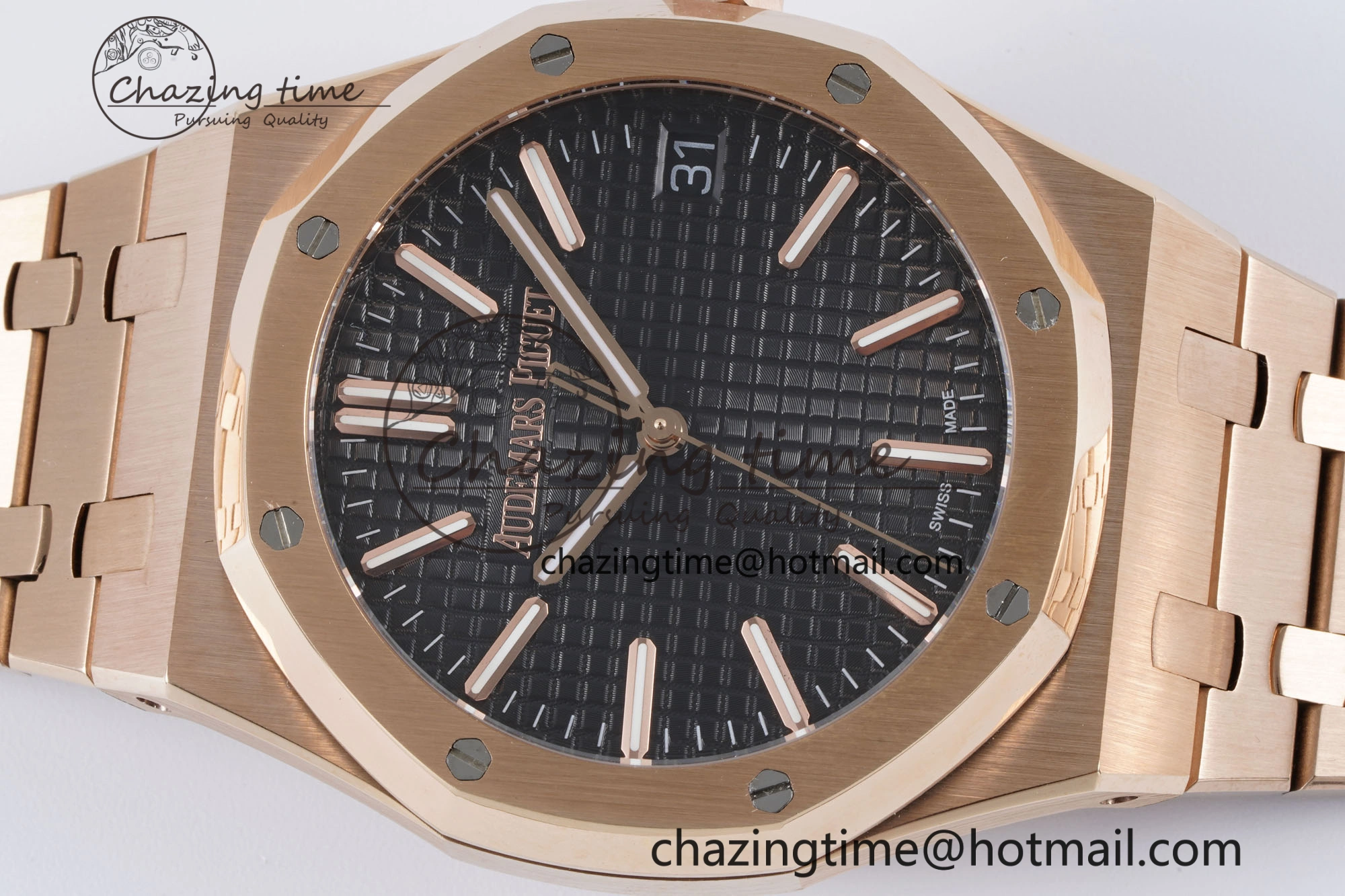 Royal Oak 41mm 15500 RG BF 1:1 Best Edition Black Textured Dial on SS Bracelet A ModernLook 4606