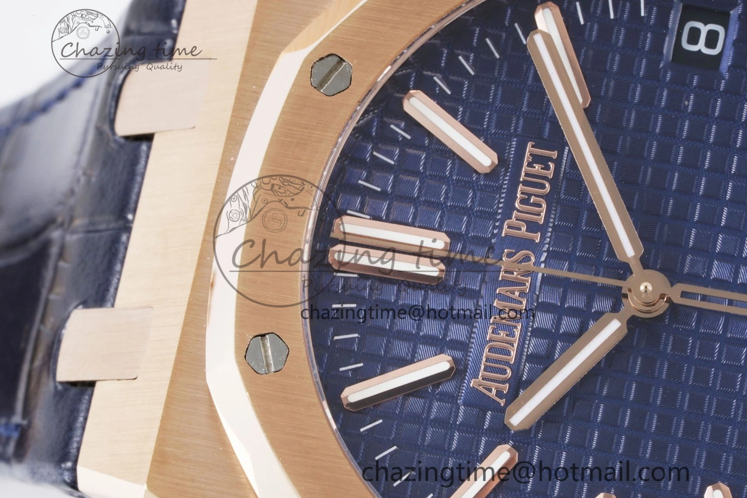 Royal Oak 41mm 15500 RG BF 1:1 Best Edition Blue Textured Dial on Blue Leather Strap A Seasonal 4601