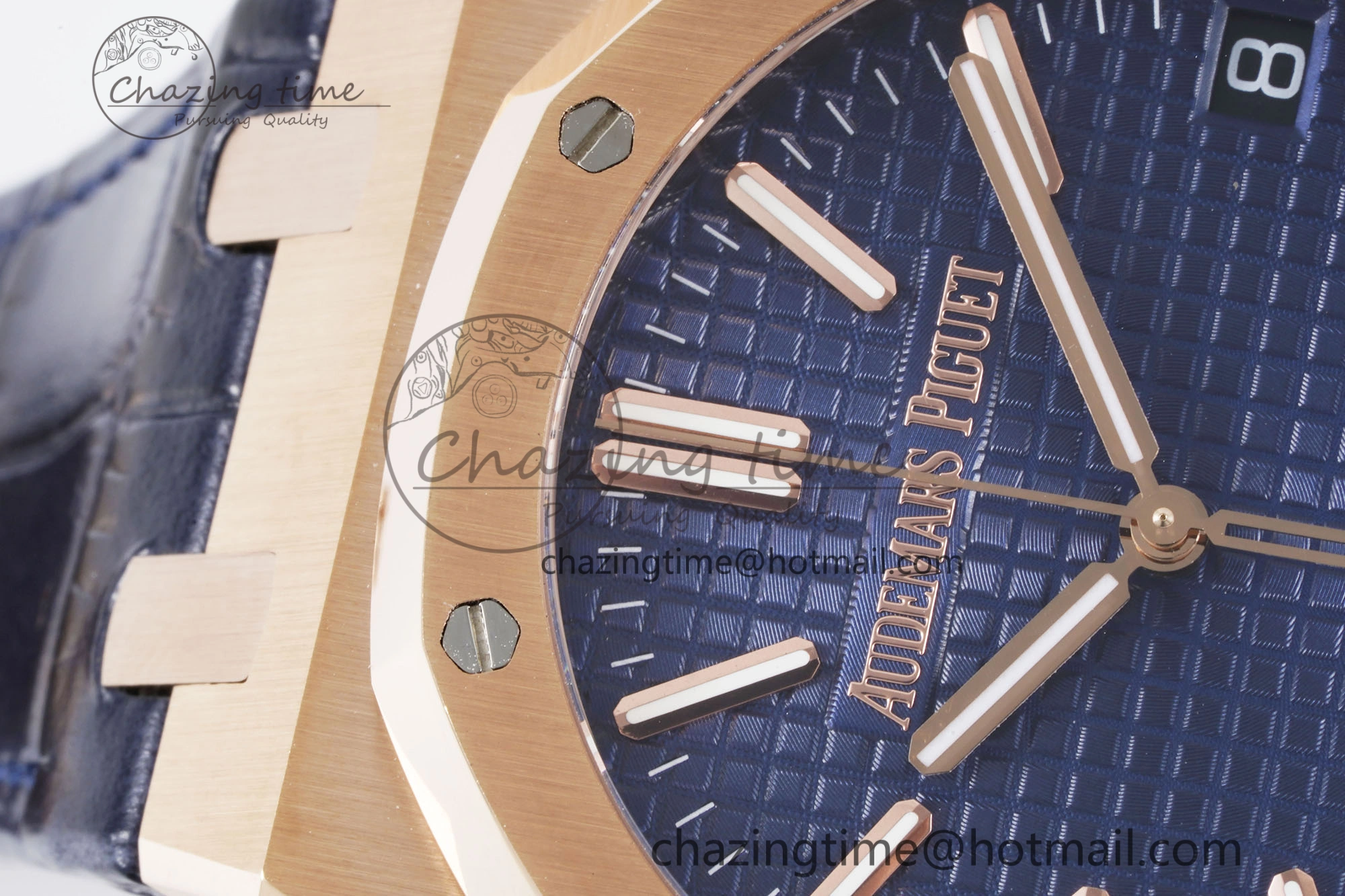 Royal Oak 41mm 15500 RG BF 1:1 Best Edition Blue Textured Dial on Blue Leather Strap A Seasonal 4601