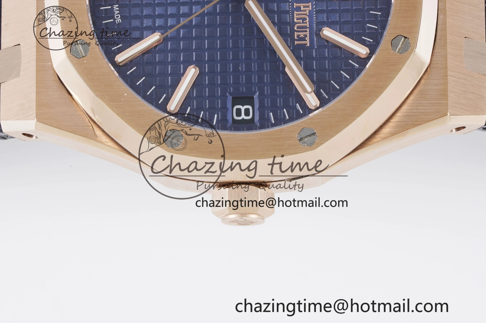 Royal Oak 41mm 15500 RG BF 1:1 Best Edition Blue Textured Dial on Blue Leather Strap A Seasonal 4601